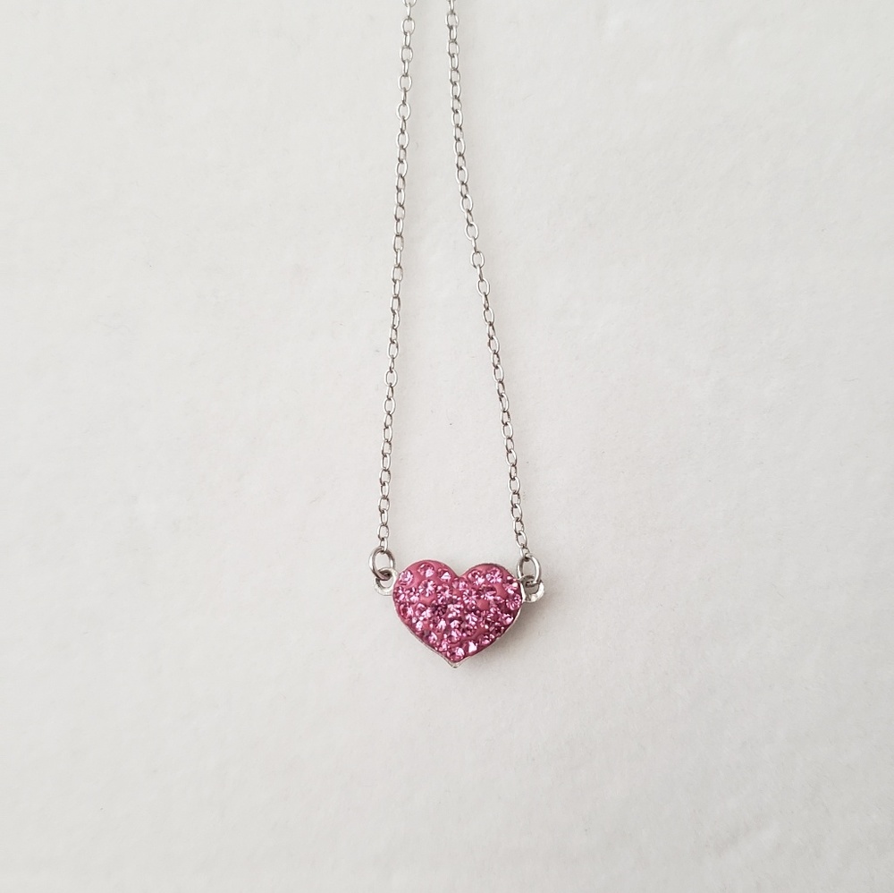 Silver Pink Rhinestone Necklace